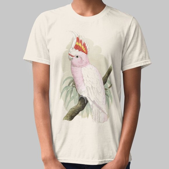 Outfit Bits Tops - Pink Cockatoo Vintage Parrot Print Short Sleeve Graphic Tee T-shirt S M L XL